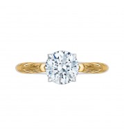 Shah Luxury Round Cut Solitaire Diamond Vintage Engagement Ring In 14K Two-Tone Gold (Semi-Mount)
