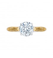 Shah Luxury Round Cut Solitaire Diamond Vintage Engagement Ring In 14K Two-Tone Gold (Semi-Mount)