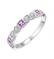 Gems One 14Kt White Gold Diamond (1/10Ctw) & Pink Sapphire (1/5 Ctw) Ring