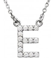 14K White Initial E 1/8 CTW Diamond 16 Necklace