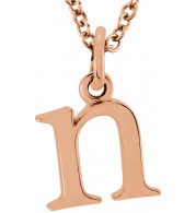 14K Rose Lowercase Initial n 16 Necklace