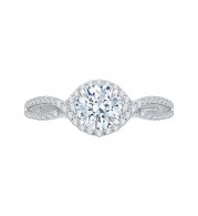 Shah Luxury Round Diamond Engagement Ring In 14K White Gold with Split Shank (Semi-Mount)