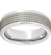Serinium Pipe Cut Band with a 5mm Sterling Silver Inlay and Cable Laser Engraving