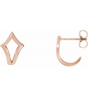 14K Rose Geometric J-Hoop Earrings