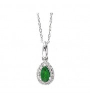 Gems One 10Kt White Gold Diamond (1/20Ctw) & Emerald (1/5 Ctw) Pendant