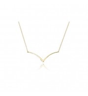 14K Yellow Gold Curved Edge V Necklace