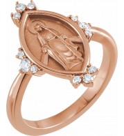 14K Rose 1/5 CTW Diamond Miraculous Medal Ring