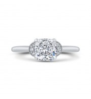 Shah Luxury Cushion Diamond 14K White Gold Classic Engagement Ring (Semi-Mount)