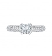 Shah Luxury 14K White Gold Princess Diamond Cathedral Style Engagement Ring (Semi-Mount)