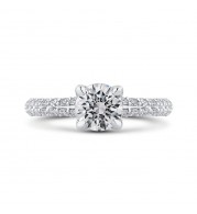 Shah Luxury 14K White Gold Round Diamond Engagement Ring (Semi-Mount)
