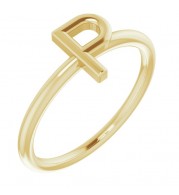 14K Yellow Initial P Ring