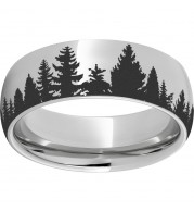 Serinium Domed Band with Pine Tree Laser Engraving