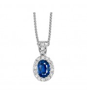Gems One 14Kt White Gold Diamond (1/10Ctw) & Sapphire (1/2 Ctw) Pendant