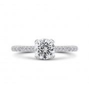 Shah Luxury Round Diamond Engagement Ring In 14K White Gold (Semi-Mount)
