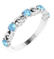 14K White Aquamarine Stackable Link Ring