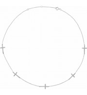 14K White 5-Station Cross Adjustable 16-18u201d Necklace