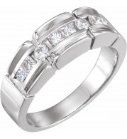 14K White 3/4 CTW Diamond Accented Men's Ring
