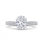 Shah Luxury 14K White Gold Oval Diamond Engagement Ring (Semi-Mount)