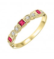 Gems One 10Kt Yellow Gold Diamond (1/10Ctw) & Ruby (1/5 Ctw) Ring