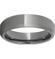 Rugged Tungsten  6mm Faceted Top Beveled Edge Polished Band
