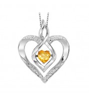 Gems One Silver Diamond (1/50 Ctw) & Created-Citrine (1/4 Ctw) Pendant