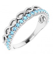 14K White Aquamarine Infinity-Inspired Stackable Ring