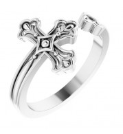 14K White Negative-Space Cross Ring