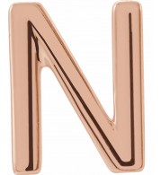 14K Rose Single Initial N Earring