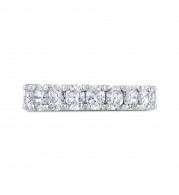 Shah Luxury 14K White Gold Oval Diamond Half-Eternity Wedding Band