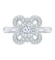 Shah Luxury 14K White Gold Cushion Diamond Engagement Ring (Semi-Mount)