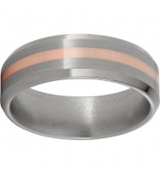 Titanium Beveled Edge Band with a 2mm 14K Rose Gold Inlay and Satin Finish