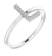 14K White .05 CTW Diamond Initial L Ring