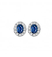 Gems One 14Kt White Gold Diamond (1/4Ctw) & Sapphire (1/3 Ctw) Earring