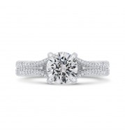 Shah Luxury 14K White Gold Round Cut Diamond Split Shank Engagement Ring (Semi-Mount)