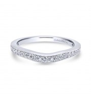 Gabriel & Co. 14k White Gold Victorian Curved Wedding Band