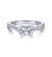 Gabriel & Co. 14k White Gold Contemporary Twisted Engagement Ring