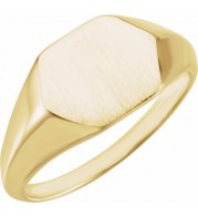 14K Yellow 12x10 mm Geometric Signet Ring
