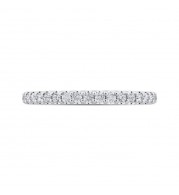 Shah Luxury 14K White Gold Half-Eternity Round Diamond Wedding Band