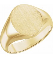 14K Yellow 12x10 mm Oval Signet Ring