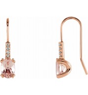 14K Rose Morganite & .05 CTW Diamond Earrings