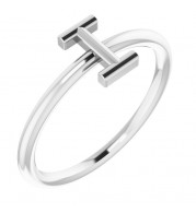 14K White Initial I Ring