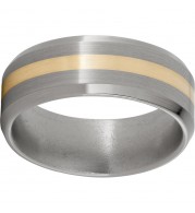 Titanium Beveled Edge Band with a 2mm 14K Yellow Gold Inlay and Satin Finish