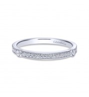 Gabriel & Co. 14k White Gold Victorian Diamond Wedding Band