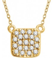 14K Yellow 1/6 CTW Diamond Square Cluster 16-18 Necklace