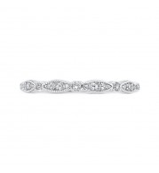 Shah Luxury 14K White Gold Round Diamond Wedding Band