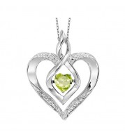 Gems One Silver Diamond (1/50 Ctw) & Created Peridot (1/4 Ctw) Pendant