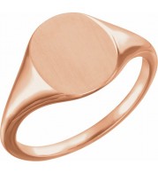 14K Rose 11x9 mm Oval Signet Ring