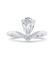 Shah Luxury 14K White Gold Pear Diamond Engagement Ring (Semi-Mount)