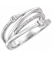 14K White 1/4 CTW Diamond Criss-Cross Ring