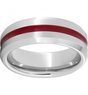 Serinium Beveled Edge Band with Red Inlay